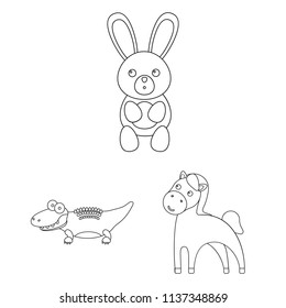 An unrealistic animal outline icons in set collection for design. Toy animals vector symbol stock web illustration.