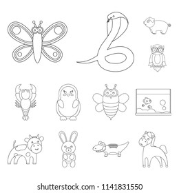 An unrealistic animal outline icons in set collection for design. Toy animals vector symbol stock web illustration.