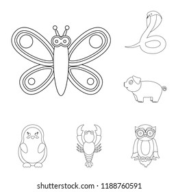 An unrealistic animal outline icons in set collection for design. Toy animals vector symbol stock web illustration.