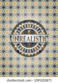 Unrealistic arabesque style badge. arabic decoration.