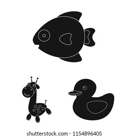 An unrealistic black animal icons in set collection for design. Toy animals vector symbol stock web illustration.