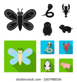 An unrealistic black, flat animal icons in set collection for design. Toy animals vector symbol stock web illustration.
