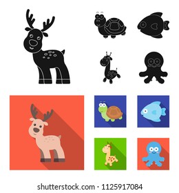 An unrealistic black, flat animal icons in set collection for design. Toy animals vector symbol stock web illustration.