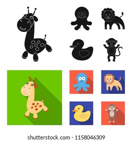 An unrealistic black,flat animal icons in set collection for design. Toy animals vector symbol stock web illustration.
