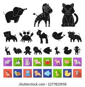 An unrealistic black,flat animal icons in set collection for design. Toy animals vector symbol stock web illustration.