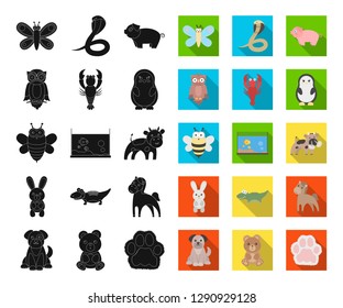 An unrealistic black,flat animal icons in set collection for design. Toy animals vector symbol stock web illustration.