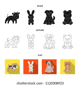 An unrealistic black,flat,outline animal icons in set collection for design. Toy animals vector symbol stock web illustration.