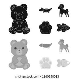 An unrealistic black,monochrome animal icons in set collection for design. Toy animals vector symbol stock web illustration.
