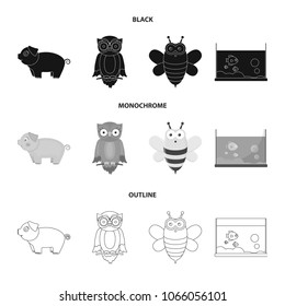 An unrealistic black,monochrome,outline animal icons in set collection for design. Toy animals vector symbol stock web illustration.