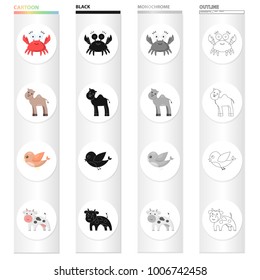 An unrealistic cartoon animal icons in set collection for design. Toy animals vector symbol stock web illustration.