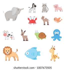 An unrealistic cartoon animal icons in set collection for design. Toy animals vector symbol stock web illustration.