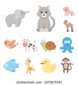 An unrealistic cartoon animal icons in set collection for design. Toy animals vector symbol stock web illustration.