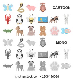 An unrealistic cartoon animal icons in set collection for design. Toy animals vector symbol stock web illustration.
