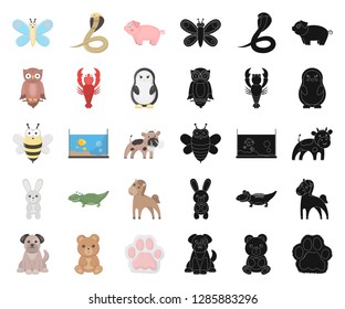 An unrealistic cartoon,black animal icons in set collection for design. Toy animals vector symbol stock web illustration.