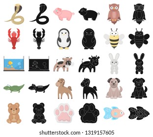 An unrealistic cartoon,black animal icons in set collection for design. Toy animals vector symbol stock web illustration.