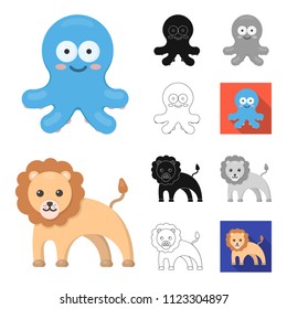 An unrealistic cartoon,black,flat,monochrome,outline animal icons in set collection for design. Toy animals vector symbol stock web illustration.