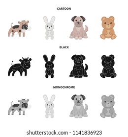 An unrealistic cartoon,black,monochrome animal icons in set collection for design. Toy animals vector symbol stock web illustration.