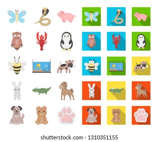 An unrealistic cartoon,flat animal icons in set collection for design. Toy animals vector symbol stock web illustration.