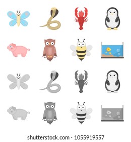 An unrealistic cartoon,monochrome animal icons in set collection for design. Toy animals vector symbol stock web illustration.