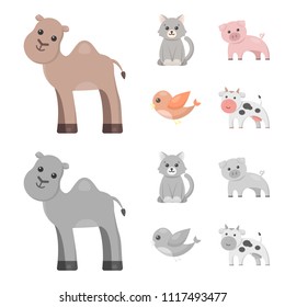 An unrealistic cartoon,monochrome animal icons in set collection for design. Toy animals vector symbol stock web illustration.