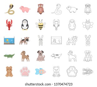 An unrealistic cartoon,outline animal icons in set collection for design. Toy animals vector symbol stock web illustration.