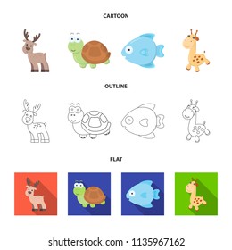 An unrealistic cartoon,outline,flat animal icons in set collection for design. Toy animals vector symbol stock web illustration.