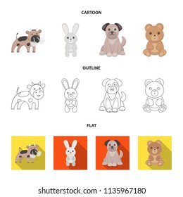 An unrealistic cartoon,outline,flat animal icons in set collection for design. Toy animals vector symbol stock web illustration.