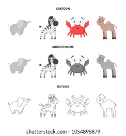 An unrealistic cartoon,outline,monochrome animal icons in set collection for design. Toy animals vector symbol stock web illustration.