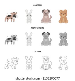 An unrealistic cartoon,outline,monochrome animal icons in set collection for design. Toy animals vector symbol stock web illustration.