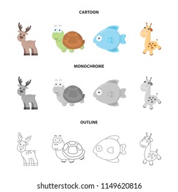 An unrealistic cartoon,outline,monochrome animal icons in set collection for design. Toy animals vector symbol stock web illustration.