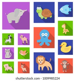 An unrealistic flat animal icons in set collection for design. Toy animals vector symbol stock web illustration.