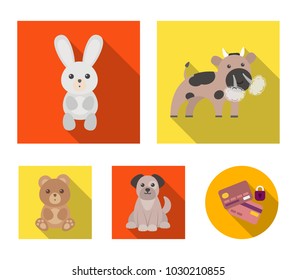 An unrealistic flat animal icons in set collection for design. Toy animals vector symbol stock web illustration.
