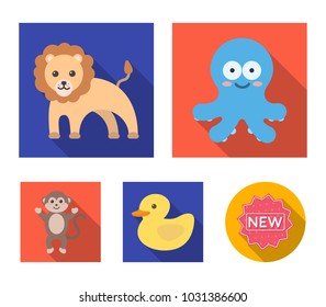 An unrealistic flat animal icons in set collection for design. Toy animals vector symbol stock web illustration.