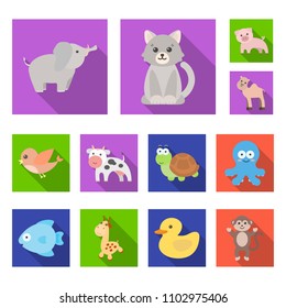 An unrealistic flat animal icons in set collection for design. Toy animals vector symbol stock web illustration.
