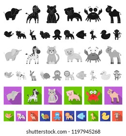 An unrealistic flat animal icons in set collection for design. Toy animals vector symbol stock web illustration.