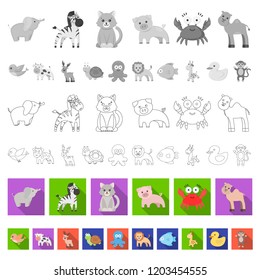 An unrealistic flat animal icons in set collection for design. Toy animals vector symbol stock web illustration.