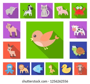 An unrealistic flat animal icons in set collection for design. Toy animals vector symbol stock web illustration.