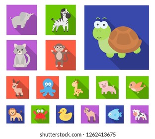 An unrealistic flat animal icons in set collection for design. Toy animals vector symbol stock web illustration.