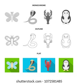 An unrealistic flat,outline,monochrome animal icons in set collection for design. Toy animals vector symbol stock web illustration.
