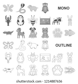 An unrealistic monochrom animal icons in set collection for design. Toy animals vector symbol stock web illustration.