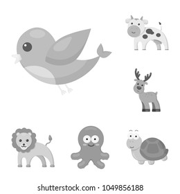 An unrealistic monochrome animal icons in set collection for design. Toy animals vector symbol stock web illustration.