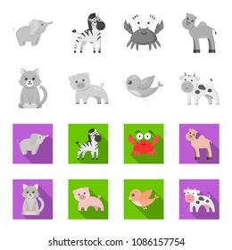 An unrealistic monochrome,flat animal icons in set collection for design. Toy animals vector symbol stock web illustration.