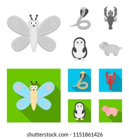 An unrealistic monochrome,flat animal icons in set collection for design. Toy animals vector symbol stock web illustration.