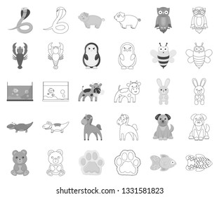 An unrealistic monochrome,outline animal icons in set collection for design. Toy animals vector symbol stock web illustration.