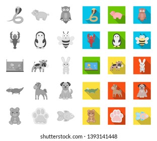 An unrealistic mono,flat animal icons in set collection for design. Toy animals vector symbol stock web illustration.
