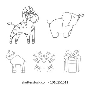 An unrealistic outline animal icons in set collection for design. Toy animals vector symbol stock web illustration.