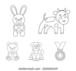 An unrealistic outline animal icons in set collection for design. Toy animals vector symbol stock web illustration.