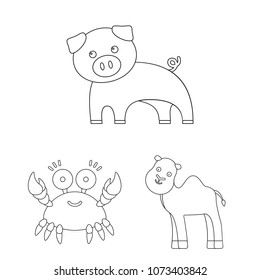 An unrealistic outline animal icons in set collection for design. Toy animals vector symbol stock web illustration.