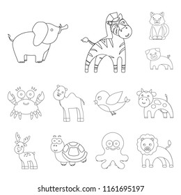 An unrealistic outline animal icons in set collection for design. Toy animals vector symbol stock web illustration.