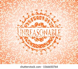 Unreasonable orange mosaic emblem with background